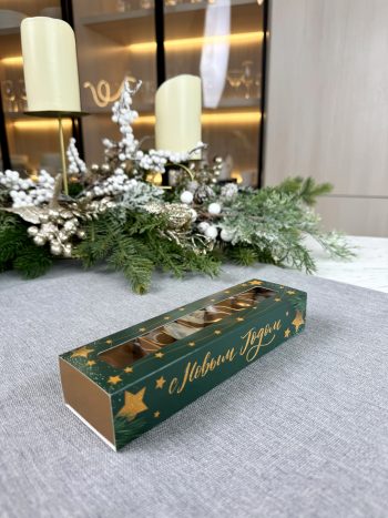 Коробка с окном под 5 конфет Созвездие, 210х50х33 мм (дно и обечайка)